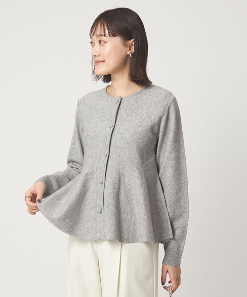 セール】ペプラム クルミボタン ニット カーディガン（カーディガン