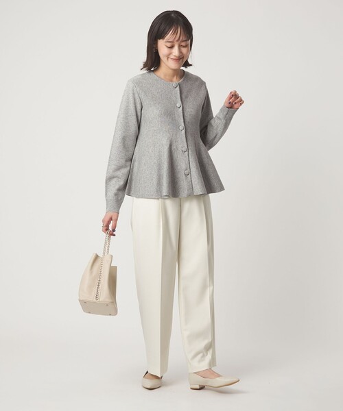 セール】ペプラム クルミボタン ニット カーディガン（カーディガン