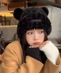 shopnikoniko（ショップニコニコ）の「くま耳付き シャギーニット ビーニーキャップ（ニットキャップ/ビーニー）」