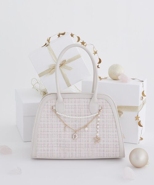 Maison de FLEUR（メゾンドフルール）の「チャーム付きツイード2Wayバッグ（ハンドバッグ・レディース・ライトピンク/ブラック・FREE）」の22枚目の写真