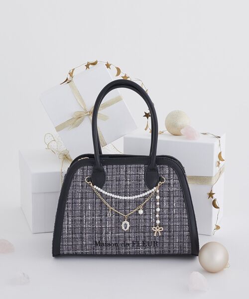 Maison de FLEUR（メゾンドフルール）の「チャーム付きツイード2Wayバッグ（ハンドバッグ・レディース・ライトピンク/ブラック・FREE）」の21枚目の写真