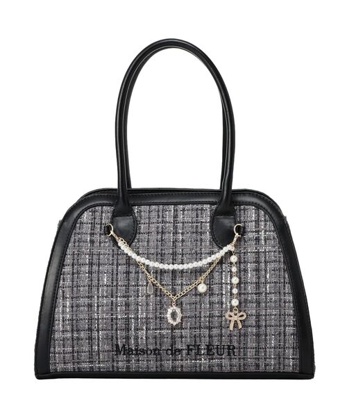 Maison de FLEUR（メゾンドフルール）の「チャーム付きツイード2Wayバッグ（ハンドバッグ・レディース・ライトピンク/ブラック・FREE）」の7枚目の写真