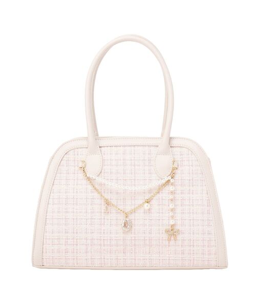 Maison de FLEUR（メゾンドフルール）の「チャーム付きツイード2Wayバッグ（ハンドバッグ・レディース・ライトピンク/ブラック・FREE）」の6枚目の写真