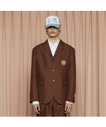 UNALLOYED（アナロイド）の「シンボルチェックジャケット / ネイビー&オレンジ（テーラードジャケット）」