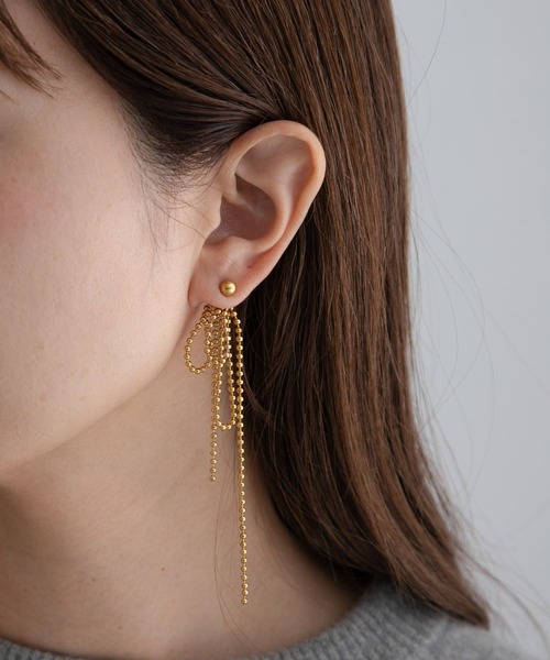 URBAN RESEARCH Sonny Label（アーバンリサーチサニーレーベル）の「ステンレススウィングボールチェーンピアス（ピアス（両耳用）・レディース・ゴールド/シルバー・ONE）」の2枚目の写真