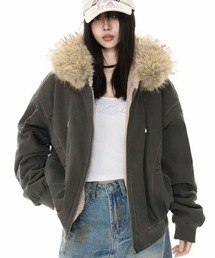 VIVID LADY（ビビッドレディー）の「【裏ファー】ファーフード付き ブルゾンジャケット（ブルゾン・レディース）」