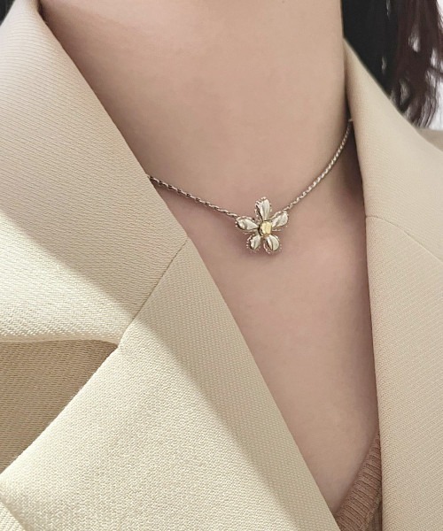 MASHIRO】フラワーモチーフチェーンチョーカーネックレス(MA/EK479