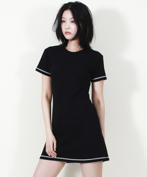 DEMARC（ドゥマーク）の「GIRLY CHIC STITCH MINI DRESS BLACK（ワンピース）」