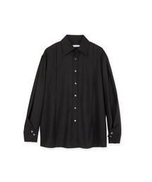 SYNQIA（シンキア）の「インバーテッドプリーツテーラードシャツブラック（シャツ/ブラウス）」