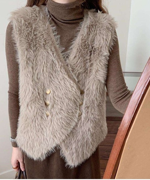 Maison de Dolce ファーベスト maison de Dolce. メゾンドドルチェ ウォッシャブルファーベスト