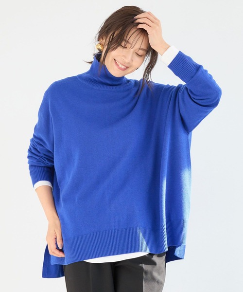 BARNYARDSTORM（バンヤードストーム）の「BARNYARDSTORM / ハイネックワイドポンチョニット【WEB限定カラー】（ニット/セーター・レディース・ブラック/グリーン/ブラウン/オレンジ/ブルー/グレー・FREE）」の5枚目の写真