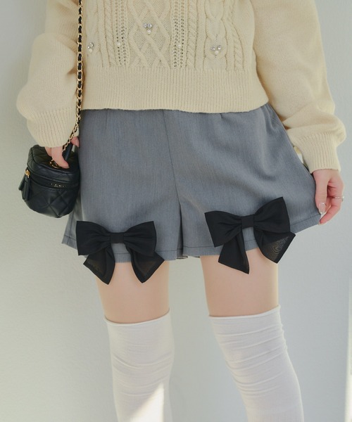 continuer de NICE CLAUP（コンティニューデナイスクラップ）の「【2026SS】リボンSET、スタイルアップショートパンツ（その他パンツ・レディース・トップグレー/チェック/ピンク・FREE）」の2枚目の写真