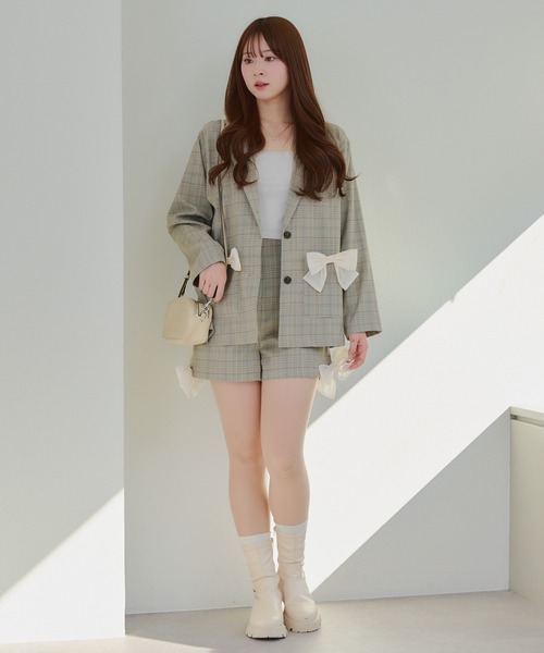 continuer de NICE CLAUP（コンティニューデナイスクラップ）の「【2026SS】リボンSET、スタイルアップショートパンツ（その他パンツ・レディース・トップグレー/チェック/ピンク・FREE）」の12枚目の写真