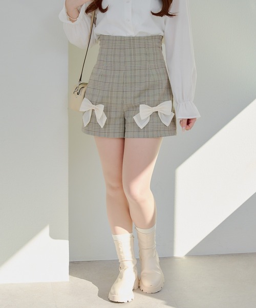 continuer de NICE CLAUP（コンティニューデナイスクラップ）の「【2026SS】リボンSET、スタイルアップショートパンツ（その他パンツ・レディース・トップグレー/チェック/ピンク・FREE）」の14枚目の写真
