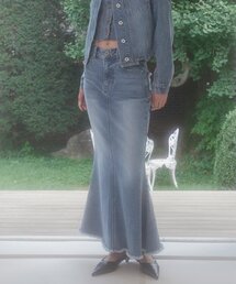 DENIM MERMAID LONG SKIRT (BLUE)