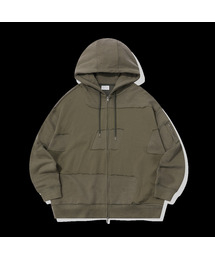 SYMBOL MATCH PIGMENT ZIP-UP HOODIE_KHAKI