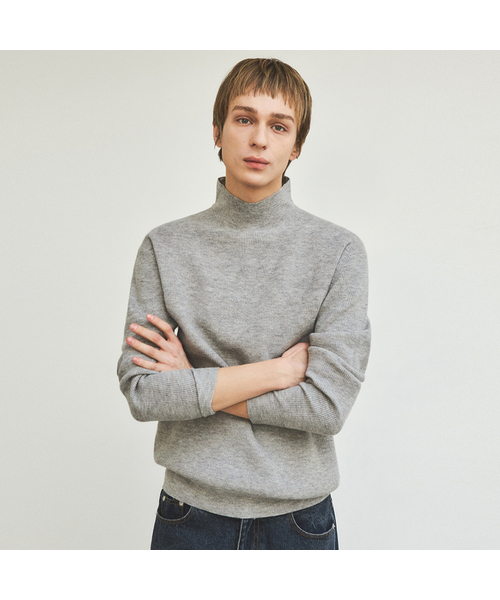 WEDNESDAY OASIS(ウェンズデーオアシス)の「オールウェイズハーフタートルネックニット_4カラー(WC25-KN13)(ニット/セーター・メンズ・ブラック/ベージュ/グレー/アイボリー・MEDIUM/LARGE)」の4枚目の写真