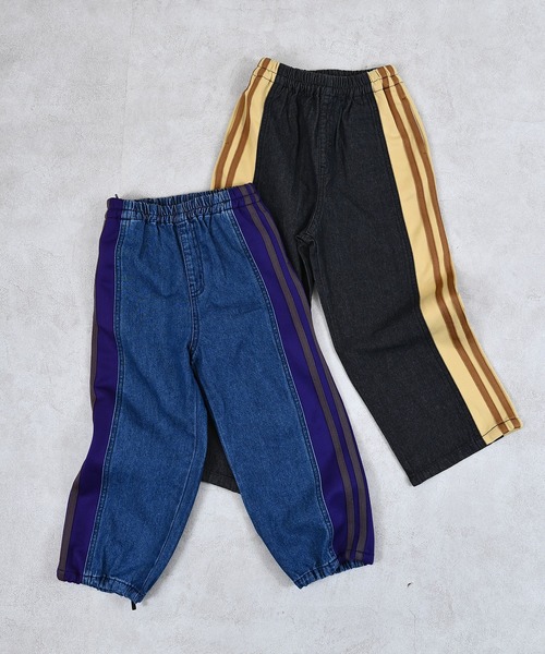 MARKEY'S（マーキーズ）の「トラックパンツリメイクデニムパンツ（デニムパンツ・キッズ・ブルー/ブラック・100/150/120/110/90/140/130）」の3枚目の写真