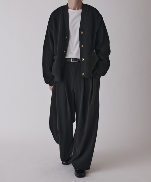 Lui's（ルイス）の「ゴールドTバーカーデ（カーディガン/ボレロ・メンズ・ブラック/チャコールグレー・S/M）」の6枚目の写真