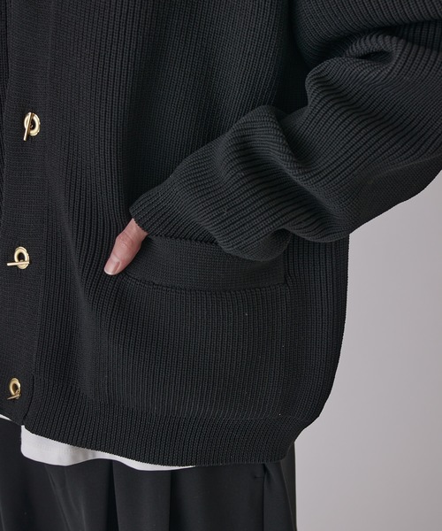 Lui's（ルイス）の「ゴールドTバーカーデ（カーディガン/ボレロ・メンズ・ブラック/チャコールグレー・S/M）」の10枚目の写真