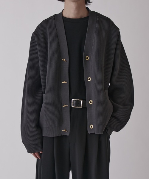 Lui's（ルイス）の「ゴールドTバーカーデ（カーディガン/ボレロ・メンズ・ブラック/チャコールグレー・S/M）」の12枚目の写真