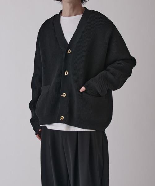Lui's（ルイス）の「ゴールドTバーカーディガン（カーディガン/ボレロ・メンズ・ブラック/チャコールグレー・S/M）」の8枚目の写真