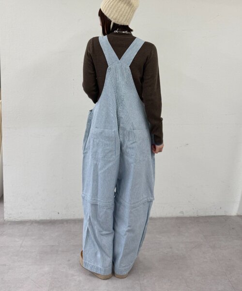 w closet（ダブルクローゼット）の「ヒッコリーサロペット（サロペット/オーバーオール・レディース・ブラック/ブルー・FREE）」の8枚目の写真