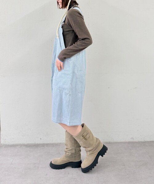 w closet（ダブルクローゼット）の「ヒッコリーサロペット（サロペット/オーバーオール・レディース・ブラック/ブルー・FREE）」の12枚目の写真