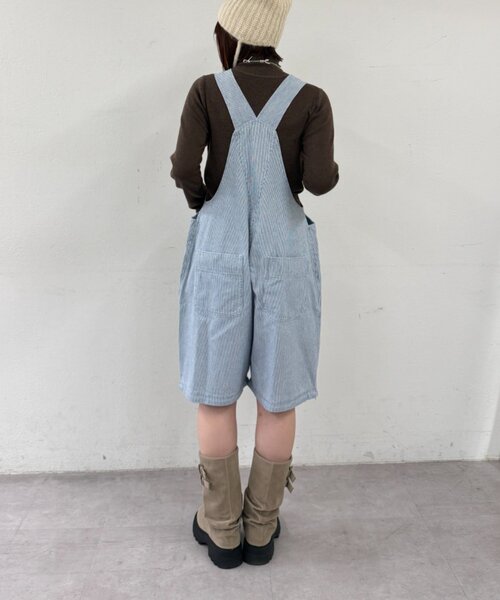 w closet（ダブルクローゼット）の「ヒッコリーサロペット（サロペット/オーバーオール・レディース・ブラック/ブルー・FREE）」の13枚目の写真