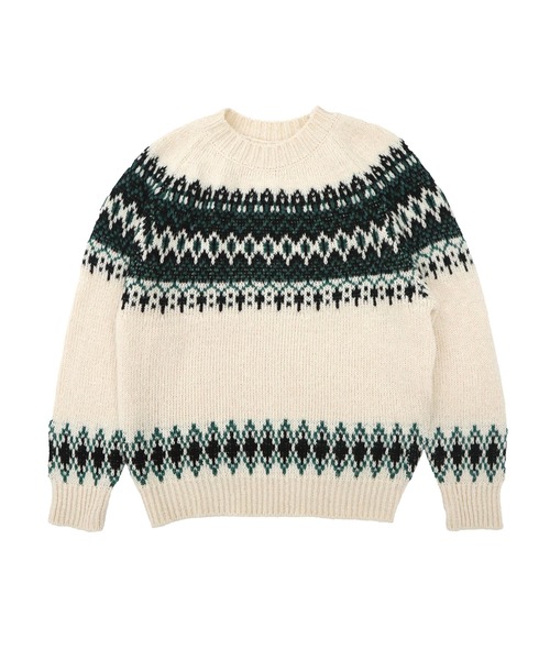 HEILIS（ヘイリス）の「ノルディック柄クルーニットトップス / アイボリー ベージュ グレー ノルディック ニット トップス クルーネック 長袖 秋服 冬服 韓国 デート クリスマス ギフト 忘年会 カジュアル ガーリー 保温 柄（ニット/セーター・レディース・アイボリー/グレー・FREE）」の17枚目の写真