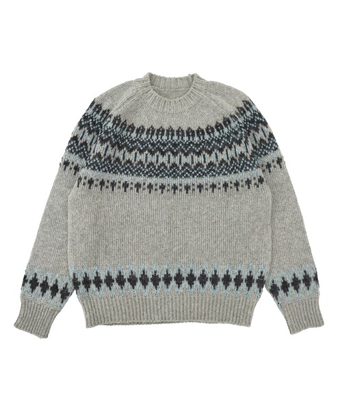 HEILIS（ヘイリス）の「ノルディック柄クルーニットトップス / アイボリー ベージュ グレー ノルディック ニット トップス クルーネック 長袖 秋服 冬服 韓国 デート クリスマス ギフト 忘年会 カジュアル ガーリー 保温 柄（ニット/セーター・レディース・アイボリー/グレー・FREE）」の16枚目の写真