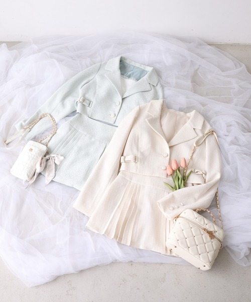 one after another NICE CLAUP（ワンアフターアナザーナイスクラップ）の「【premium order】サイズ展開あり/セットで着れる/ツイードプリーツスカート（スカート・レディース・アイボリー/ブラック/ミント/グレー・SMALL/MEDIUM）」の18枚目の写真