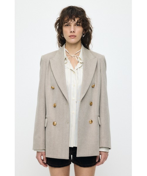 MOUSSY(マウジー)の「【26年SS新作】DOUBLE BREASTED ジャケット(テーラードジャケット・レディース・ダークネイビー/ベージュ・1/2)」の15枚目の写真