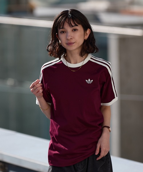 adidas ストライプラガーシャツ 96cm ボルドー adidas ストライプ