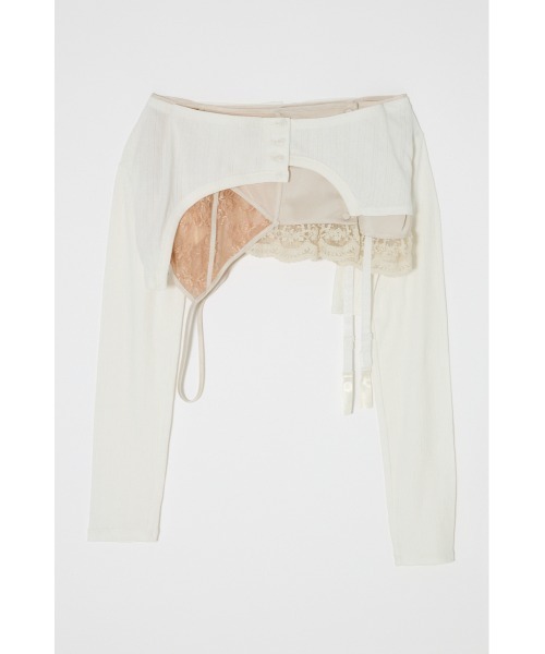 SLY(スライ)の「LINGERIE CARDIGAN WRAP ランジェリー カーディガン ラップ 春服(スカート・レディース・グレー/ホワイト・FREE)」の3枚目の写真