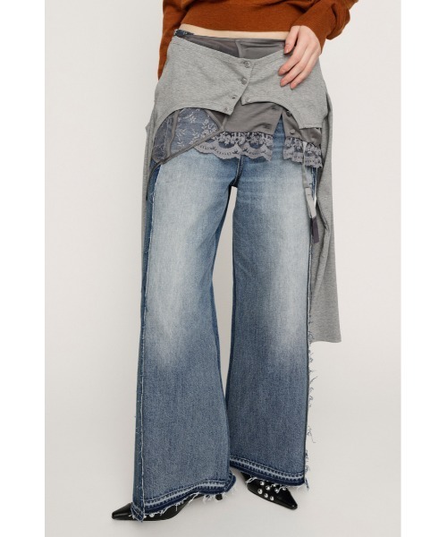 SLY(スライ)の「LINGERIE CARDIGAN WRAP ランジェリー カーディガン ラップ 春服(スカート・レディース・グレー/ホワイト・FREE)」の14枚目の写真