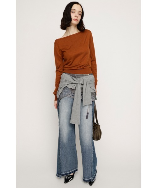 SLY(スライ)の「LINGERIE CARDIGAN WRAP ランジェリー カーディガン ラップ 春服(スカート・レディース・グレー/ホワイト・FREE)」の15枚目の写真