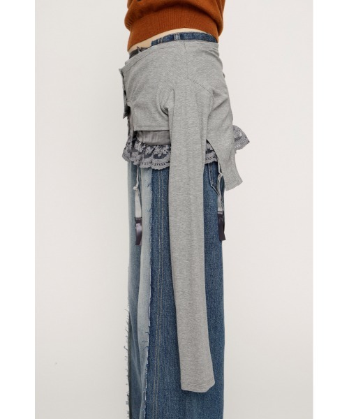 SLY(スライ)の「LINGERIE CARDIGAN WRAP ランジェリー カーディガン ラップ 春服(スカート・レディース・グレー/ホワイト・FREE)」の17枚目の写真