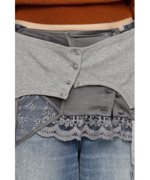 SLY(スライ)の「LINGERIE CARDIGAN WRAP ランジェリー カーディガン ラップ 春服(スカート・レディース・グレー/ホワイト・FREE)」の19枚目の写真