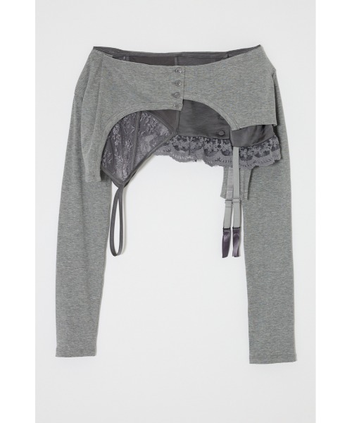 SLY(スライ)の「LINGERIE CARDIGAN WRAP ランジェリー カーディガン ラップ 春服(スカート・レディース・グレー/ホワイト・FREE)」の20枚目の写真