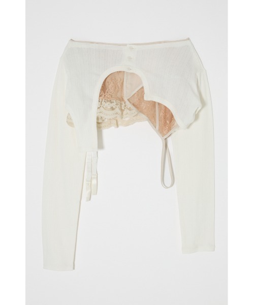 SLY(スライ)の「LINGERIE CARDIGAN WRAP ランジェリー カーディガン ラップ 春服(スカート・レディース・グレー/ホワイト・FREE)」の12枚目の写真