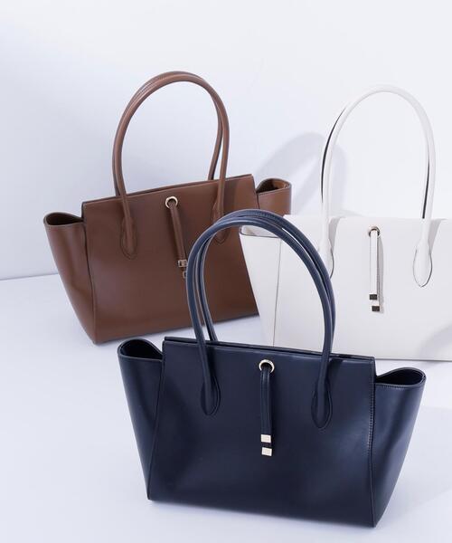 NATURAL BEAUTY BASIC（ナチュラルビューティーベーシック）の「◇バトーシェイプトートバッグ（トートバッグ・レディース・ブラック/ブラウン/オフホワイト・ﾌﾘ-）」の2枚目の写真