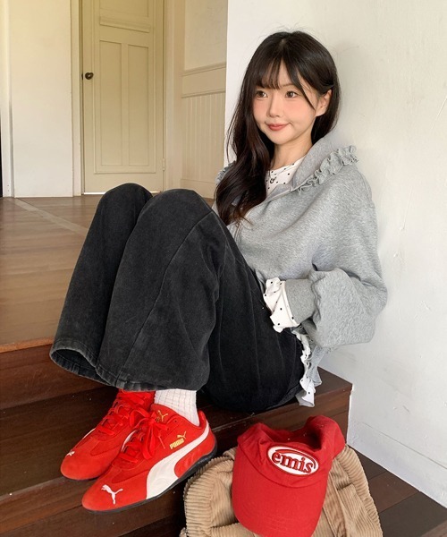 Ressaca(レサーカ)の「フリルジップパーカー(パーカー・レディース・グレー/ピンク・M)」の18枚目の写真