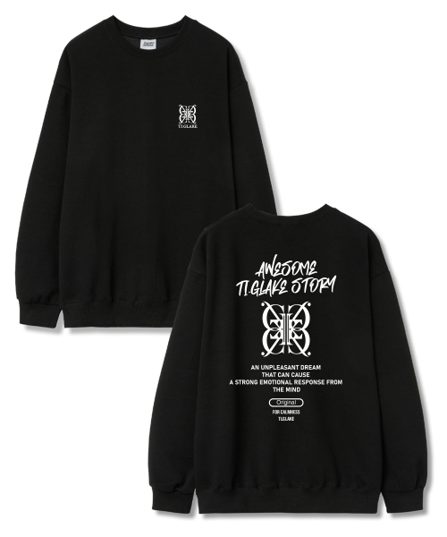 TI.GLAKE(ティーグレイク)の「ビッグロゴストーリー オーバーサイズ 裏毛 スウェット Tシャツ ブラック(スウェット・レディース・その他・L/XL/XXL)」の1枚目の写真