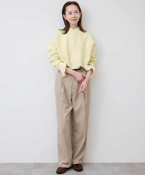 SLOBE IENA（スローブイエナ）の「《セットアップ対応可/追加》コットンダブルフェイスプルオーバー（ニット/セーター・レディース・ベージュ/ネイビー/イエロー/チャコールグレー・FREE）」の13枚目の写真