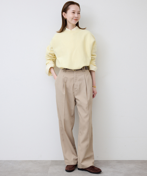 SLOBE IENA（スローブイエナ）の「《セットアップ対応可/追加》コットンダブルフェイスプルオーバー（ニット/セーター・レディース・ベージュ/ネイビー/イエロー/チャコールグレー・FREE）」の14枚目の写真