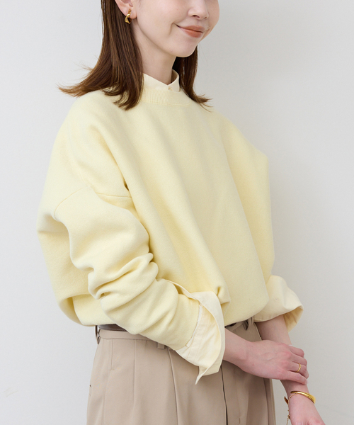 SLOBE IENA（スローブイエナ）の「《セットアップ対応可/追加》コットンダブルフェイスプルオーバー（ニット/セーター・レディース・ベージュ/ネイビー/イエロー/チャコールグレー・FREE）」の19枚目の写真