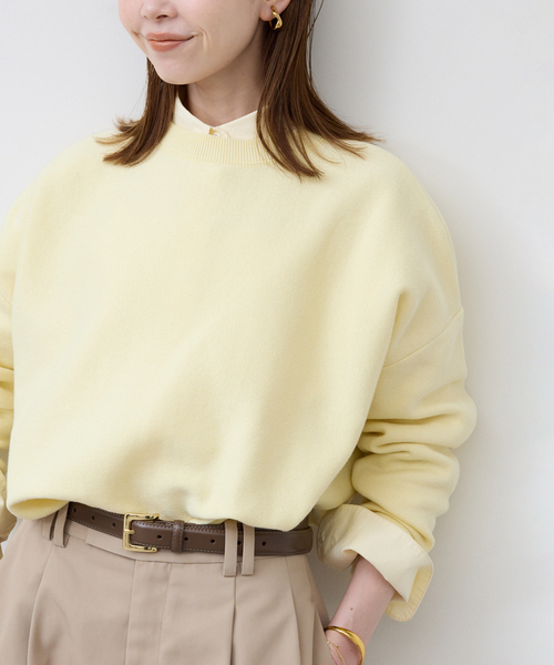 SLOBE IENA（スローブイエナ）の「《セットアップ対応可/追加》コットンダブルフェイスプルオーバー（ニット/セーター・レディース・ベージュ/ネイビー/イエロー/チャコールグレー・FREE）」の20枚目の写真