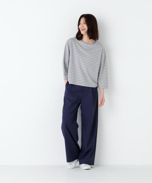 human woman(ヒューマンウーマン)の「◆【定番】ハイゲージボーダーカットソー(Tシャツ/カットソー・レディース・ダークインディゴブルー/チャコールグレー・MEDIUM)」の6枚目の写真