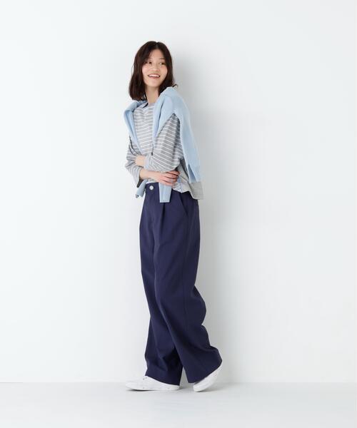 human woman(ヒューマンウーマン)の「◆【定番】ハイゲージボーダーカットソー(Tシャツ/カットソー・レディース・ダークインディゴブルー/チャコールグレー・MEDIUM)」の7枚目の写真